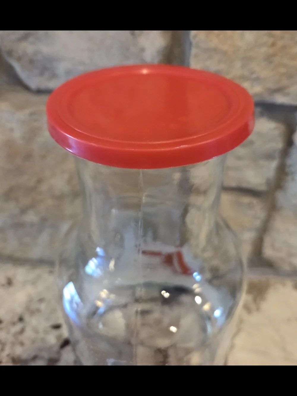 Vtg KIG Christmas Juice Carafe Pitcher Winter Wonderland Sleigh Cabin Red Lid